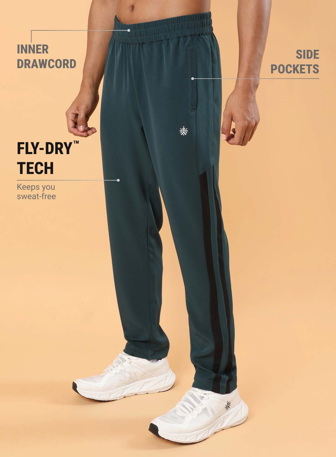 Men's Dark Green Sporty Training Trackpants