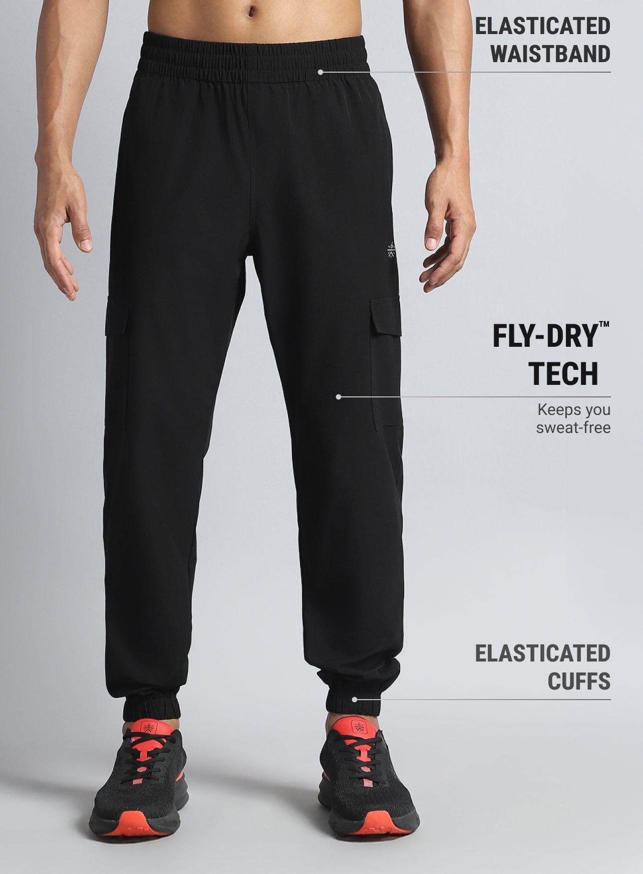 Men's Black Active Day out Cargo Joggers