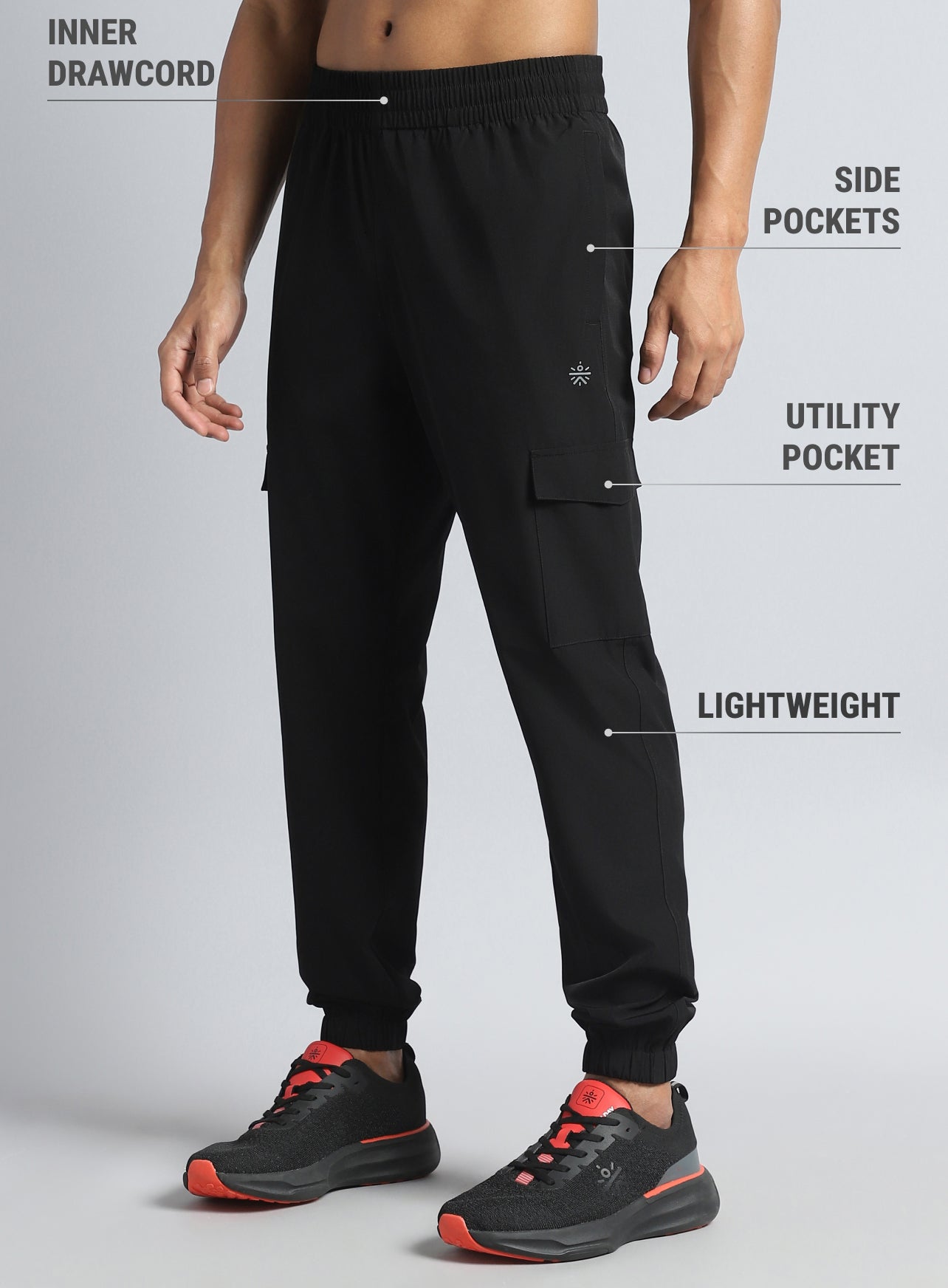 Men's Black Active Day out Cargo Joggers