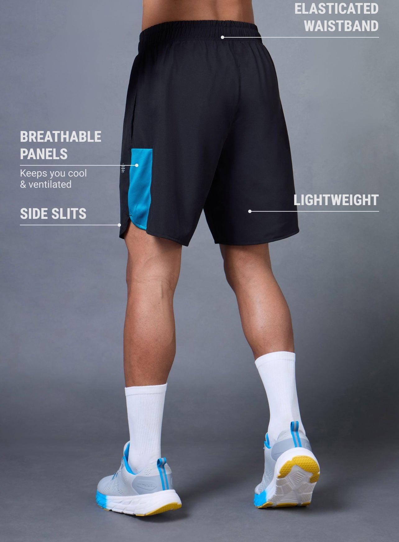 Men's Black Pace Up Runner's Shorts