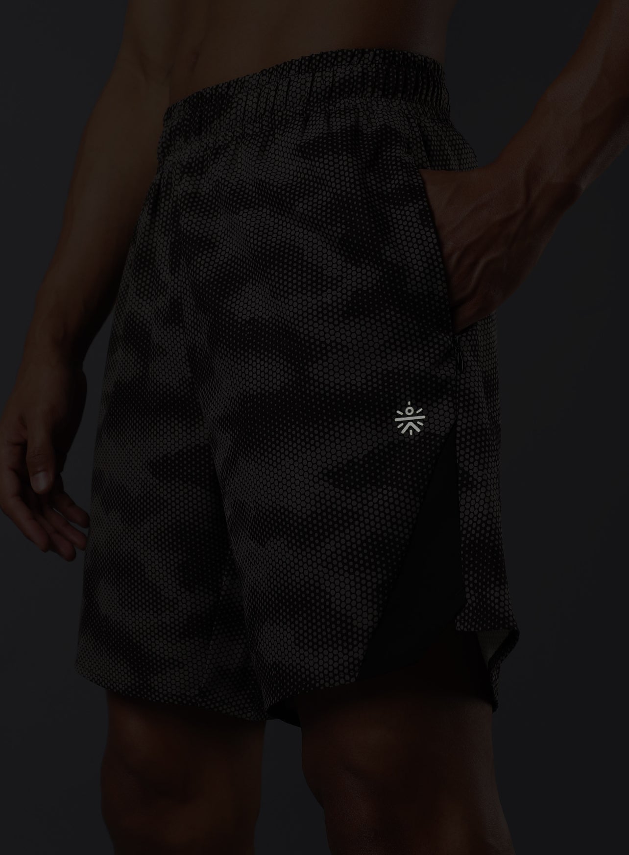Men's Black Landscape Camo Run Shorts