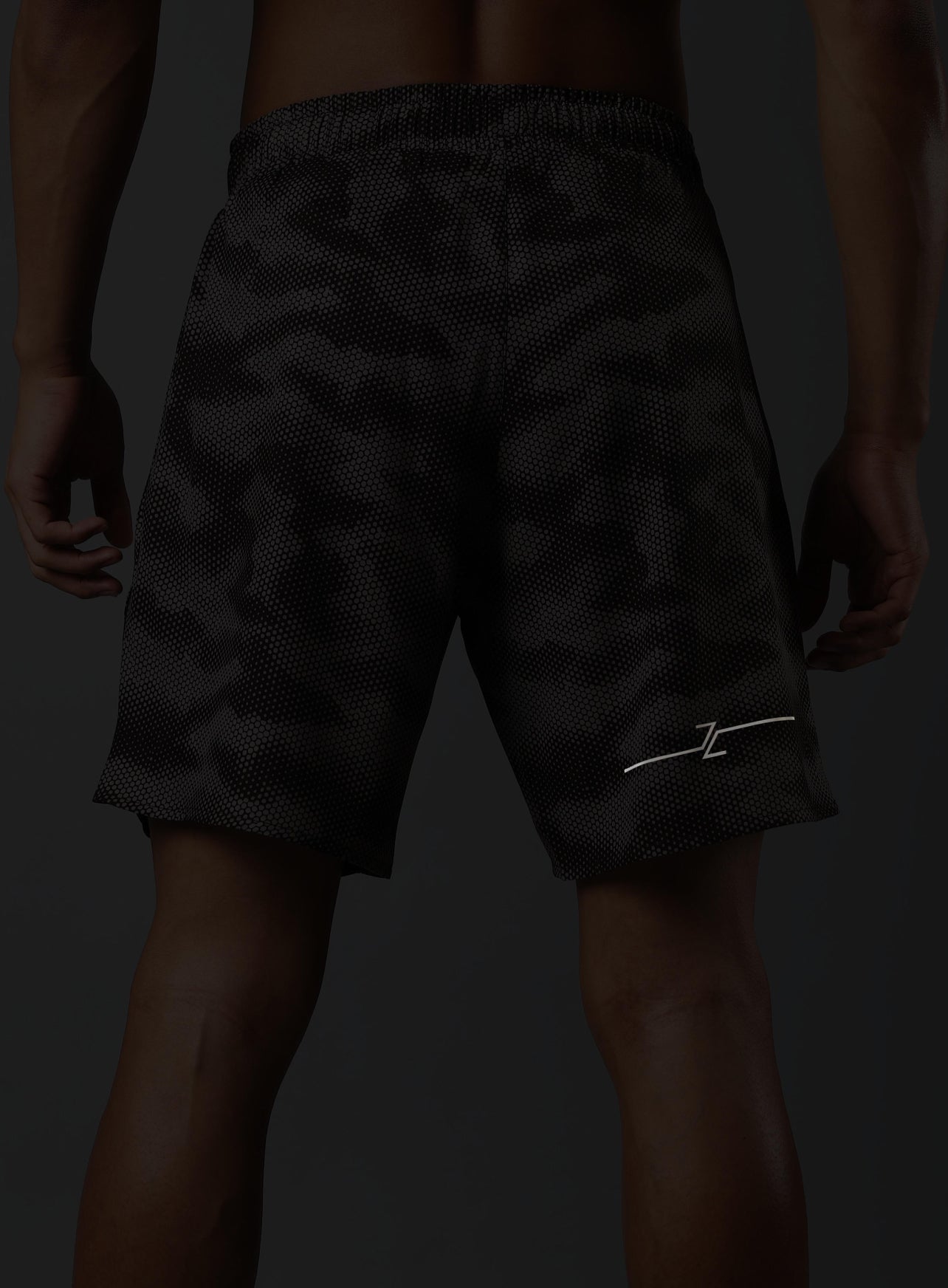 Men's Black Landscape Camo Run Shorts