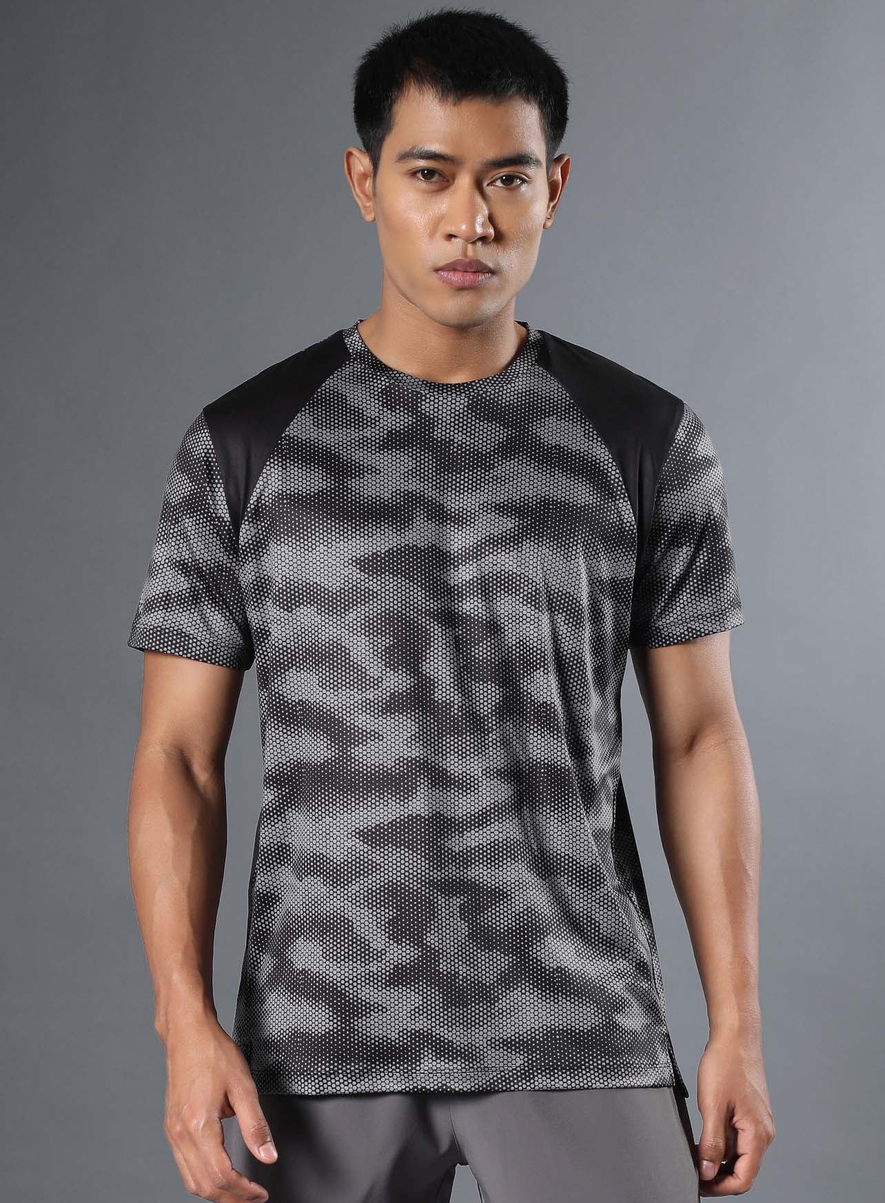 Men's Black Landscape Camo Run T-shirt