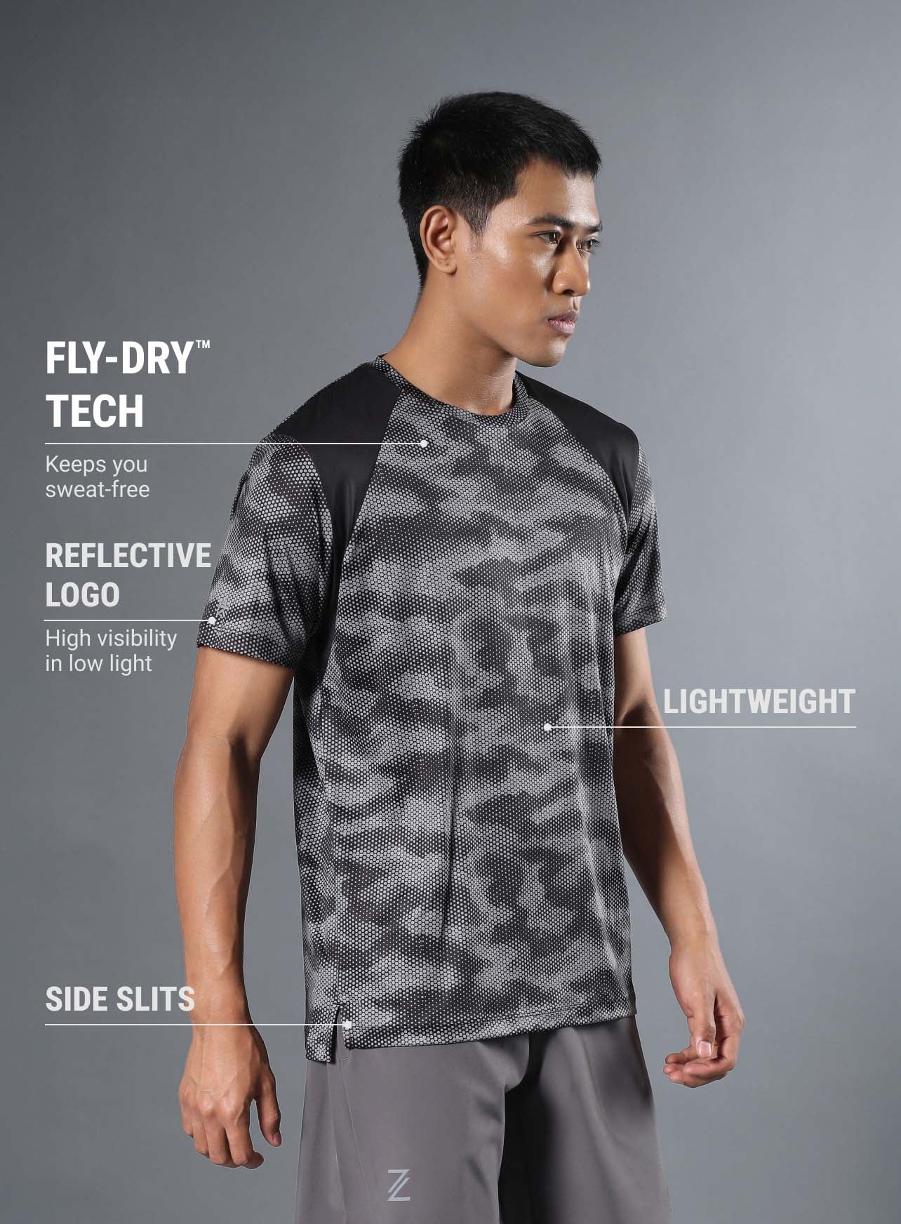 Men's Black Landscape Camo Run T-shirt