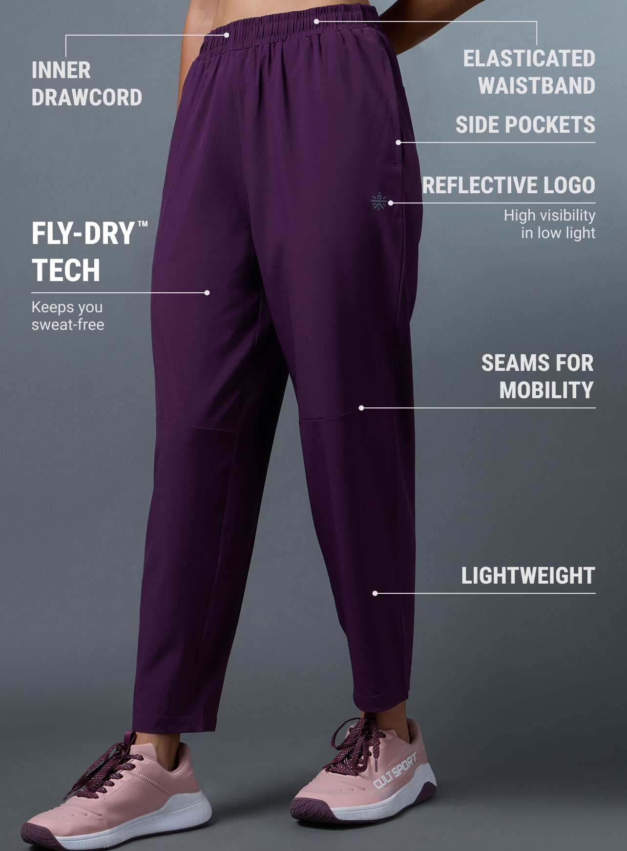 Women's Purple Night Run Trackpants