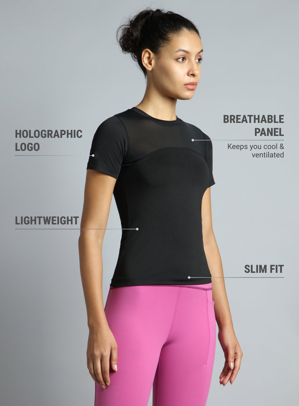 Women's Black True Performance Sculpted Slim Fit T-shirt