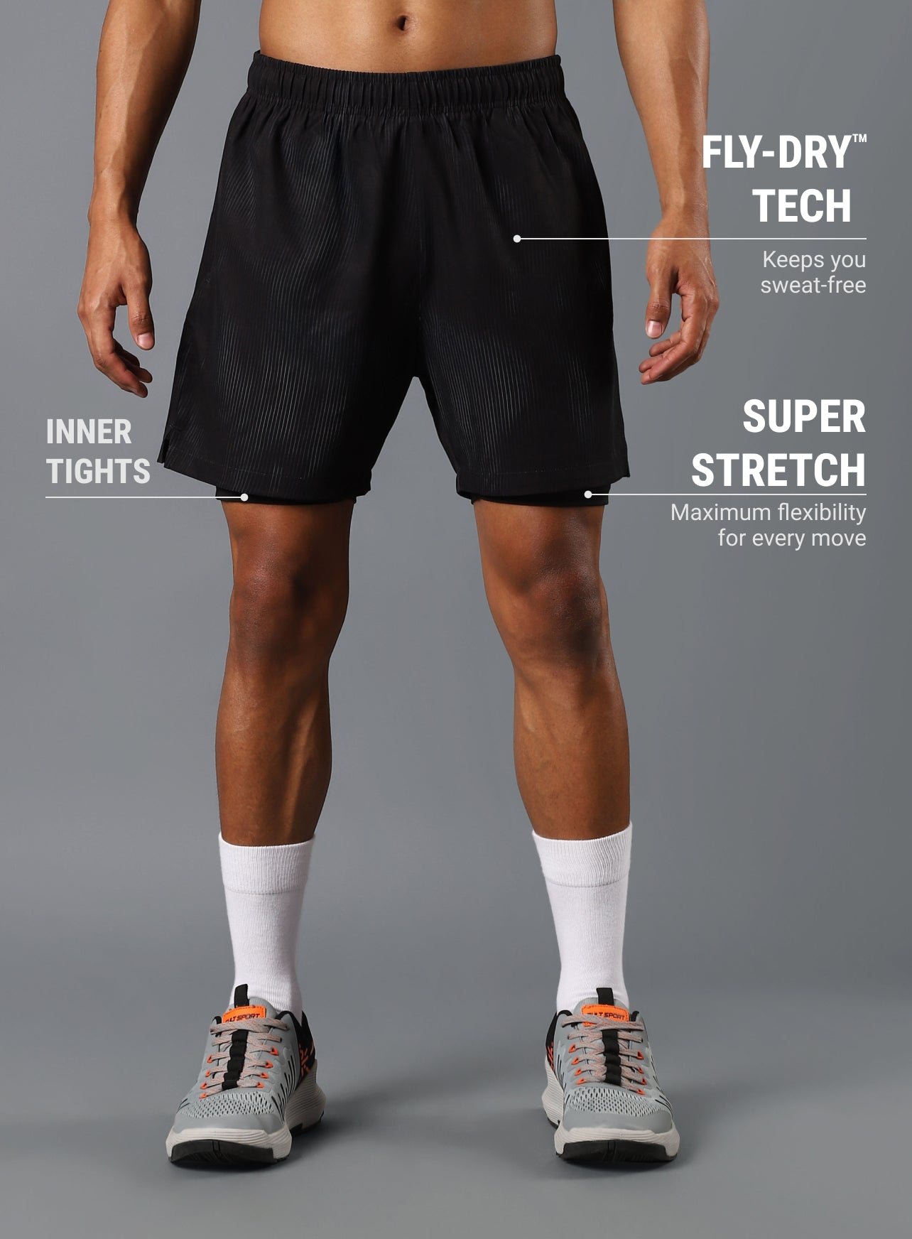 Men's Black Urban Camo Run Built-in Shorts