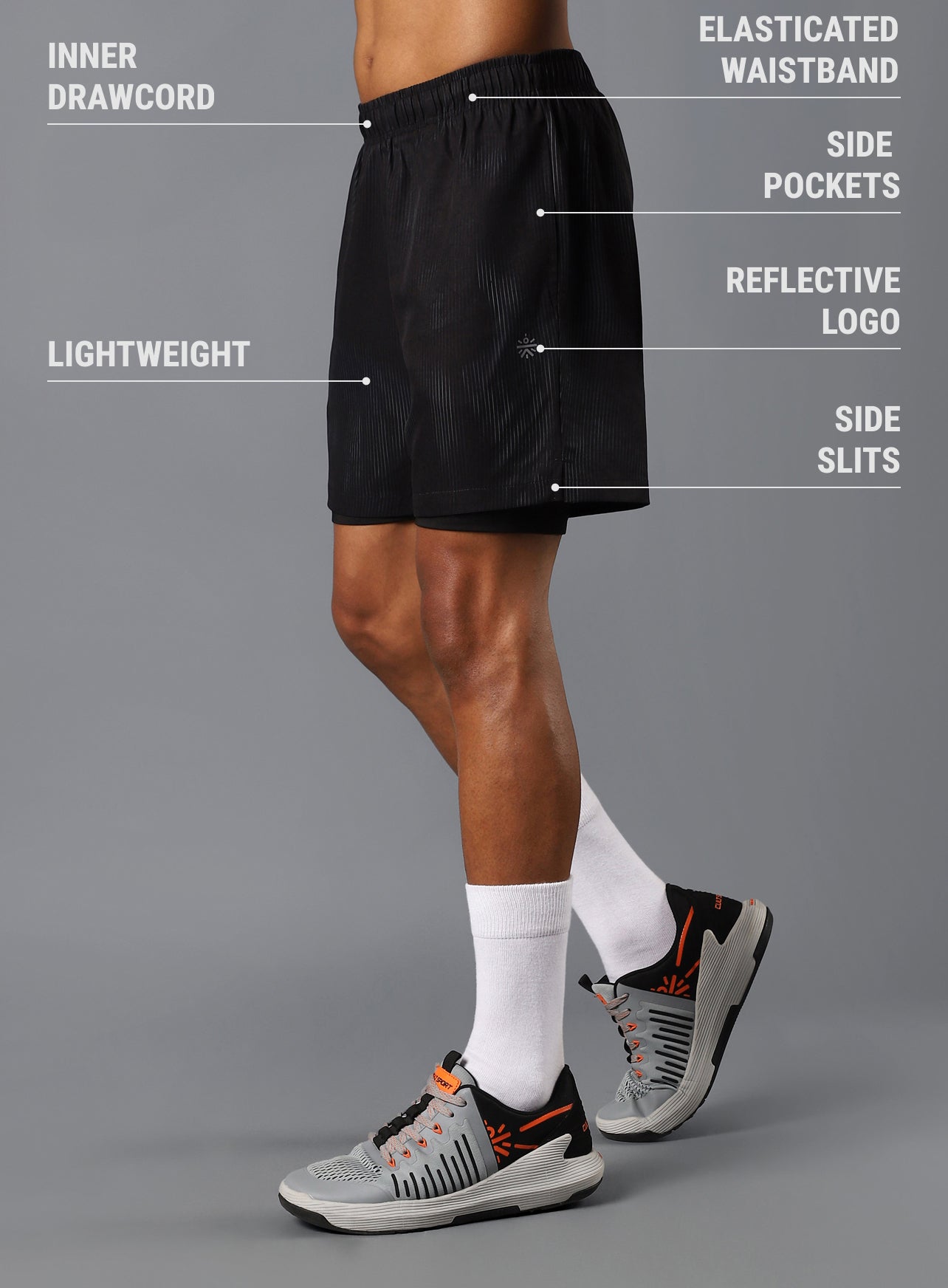 Men's Black Urban Camo Run Built-in Shorts