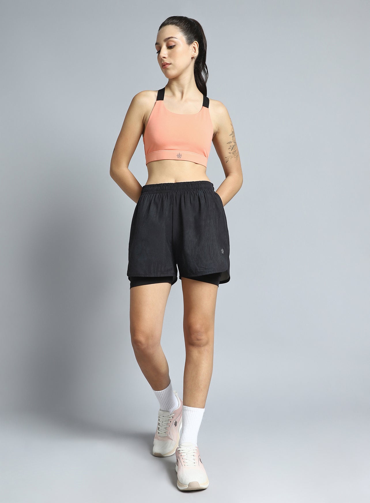 Women's Black Urban Camo Run Built-in Shorts