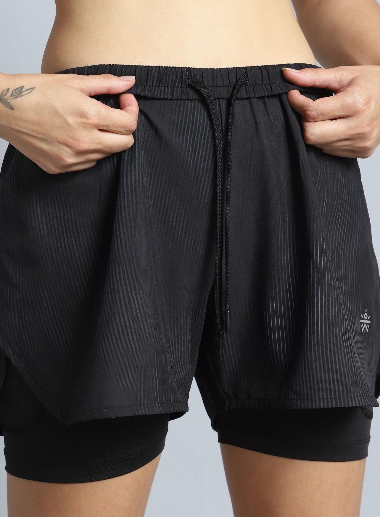 Women's Black Urban Camo Run Built-in Shorts