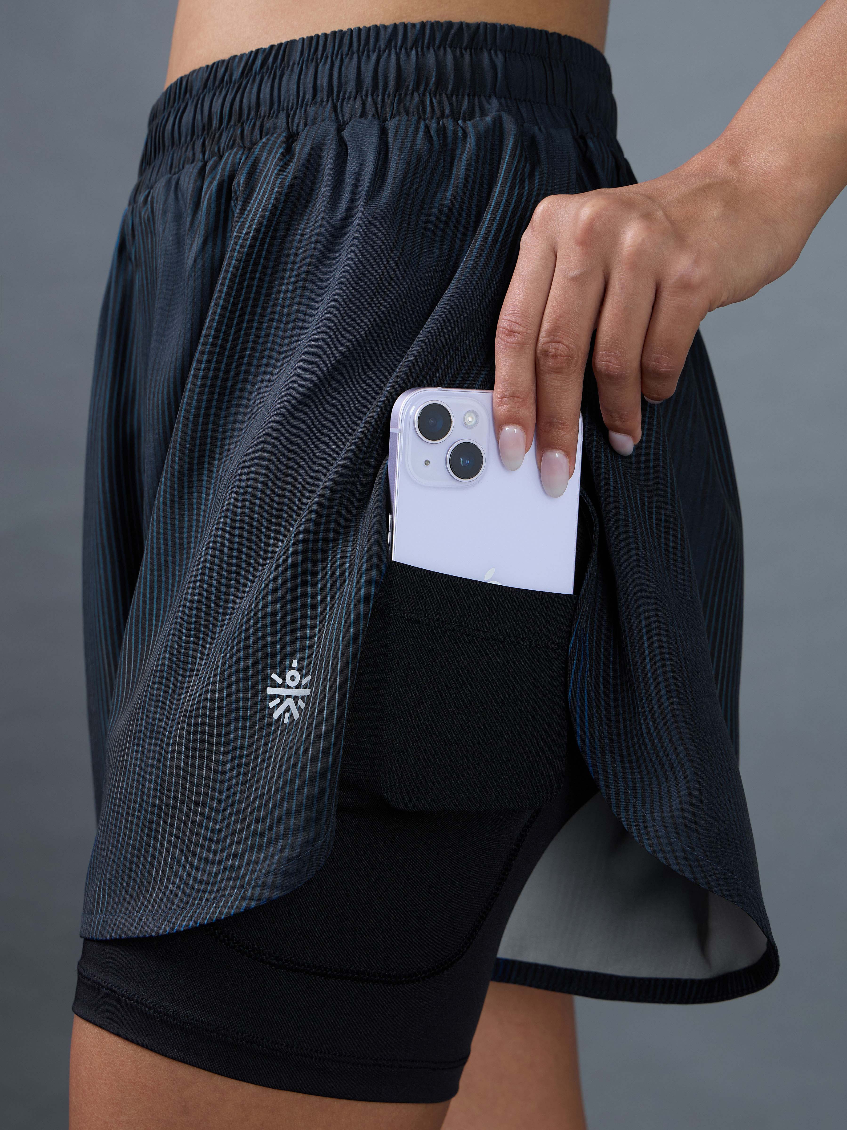 Women's Teal Urban Camo Run Built-in Shorts