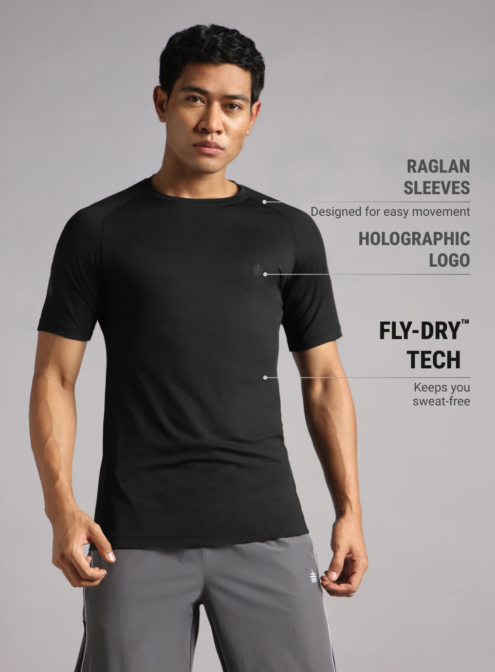 Men's Black Athletic Sculpted T-shirt