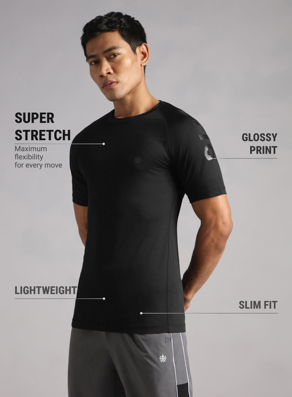 Men's Black Athletic Sculpted T-shirt