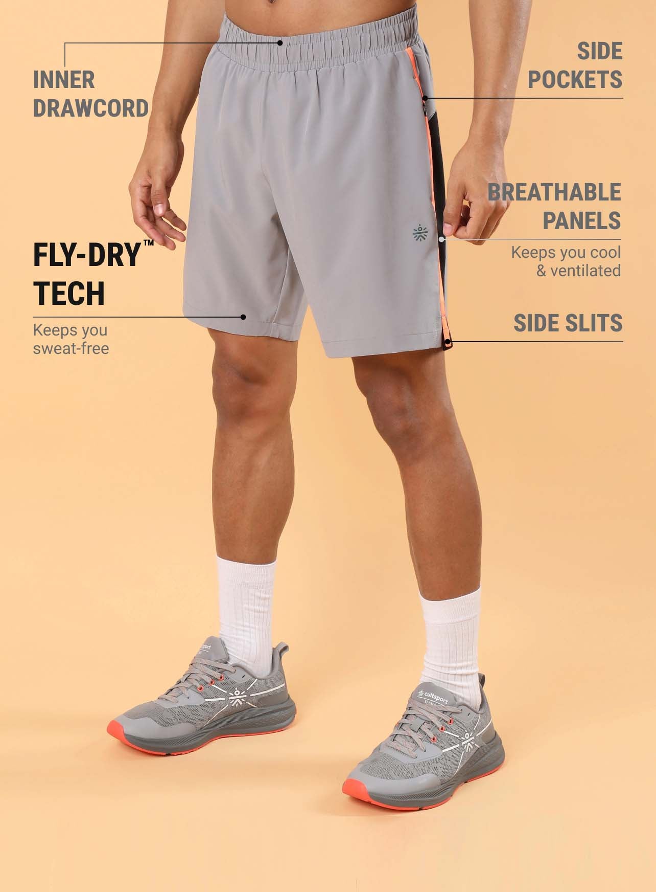 Men's Grey Training All Form Shorts