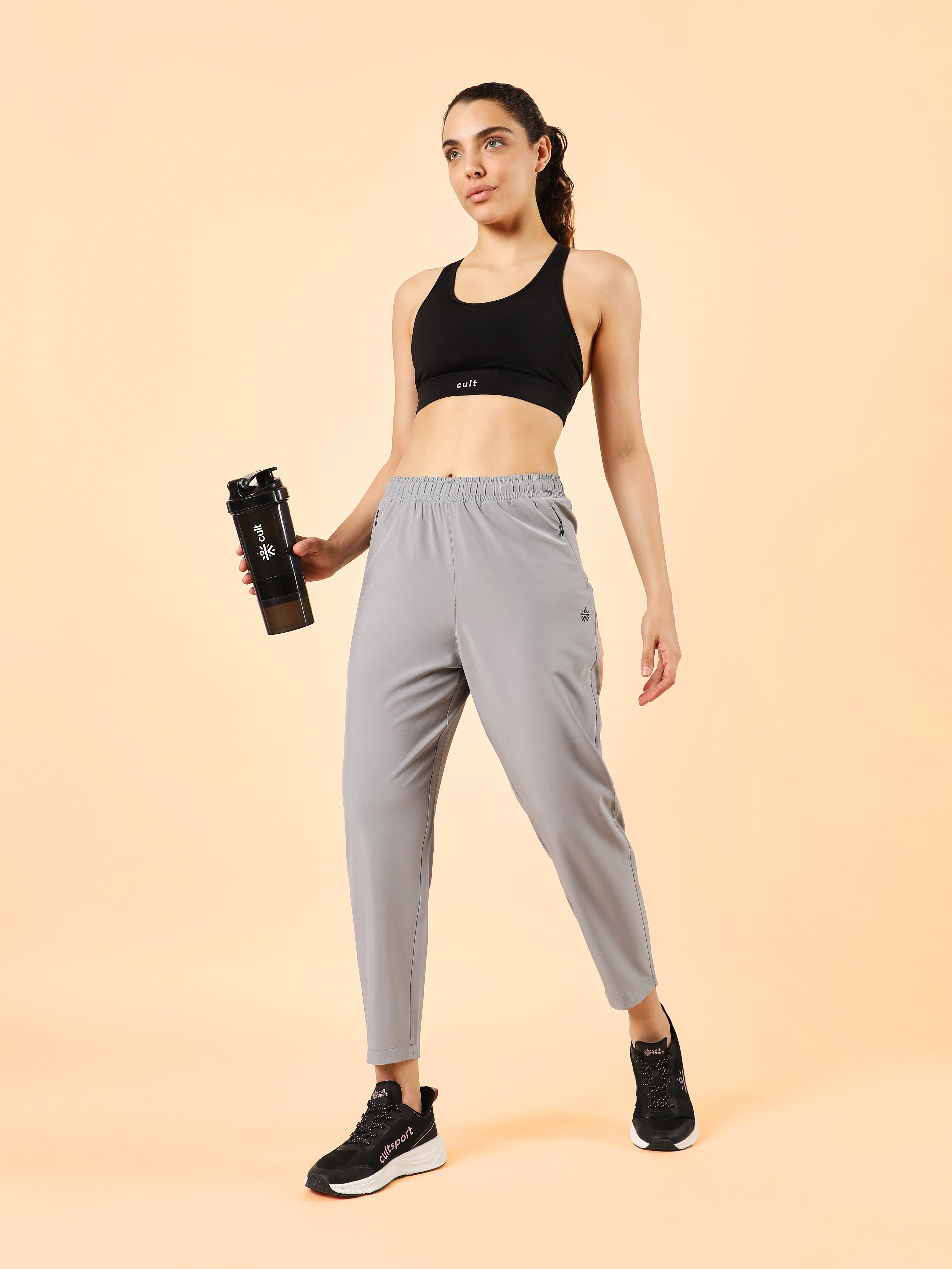 Women's Grey Training All Form Cropped Trackpants