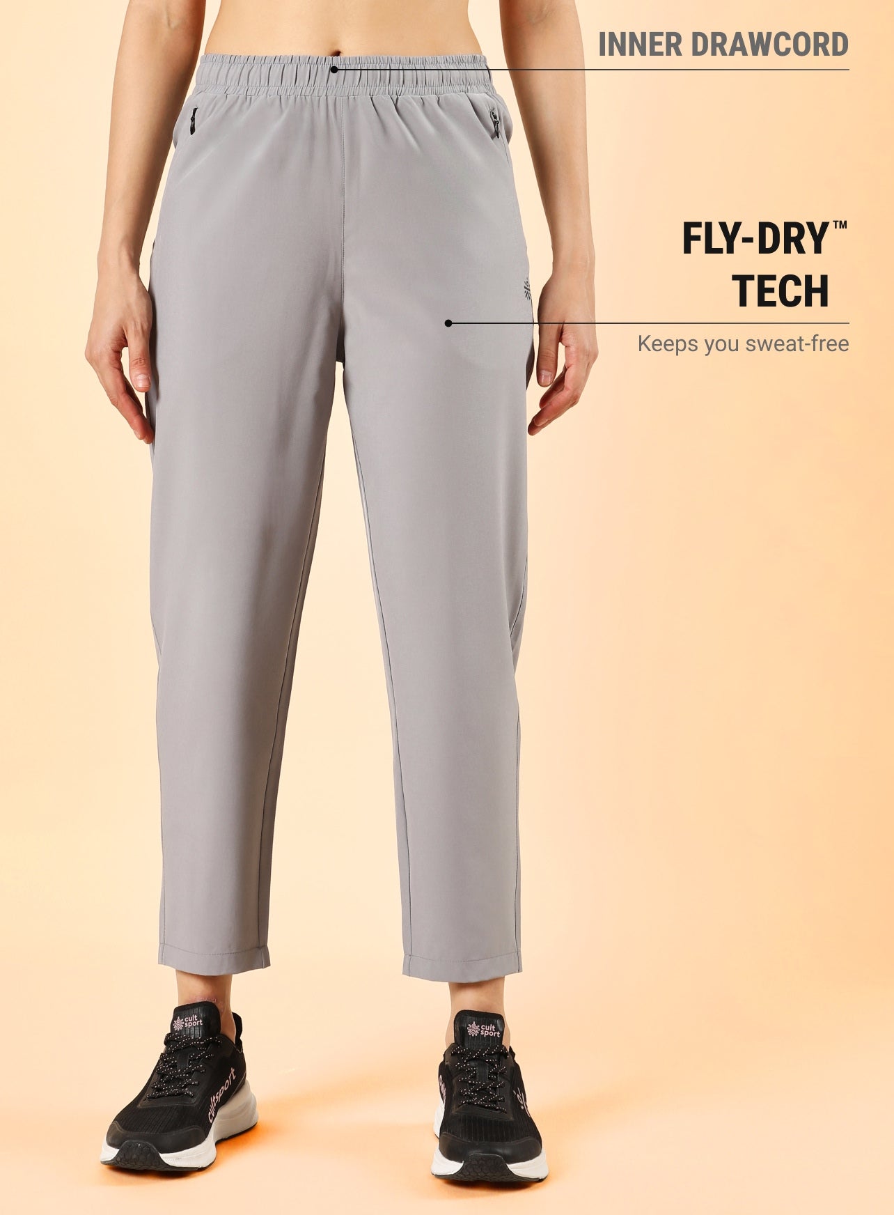 Women's Grey Training All Form Cropped Trackpants