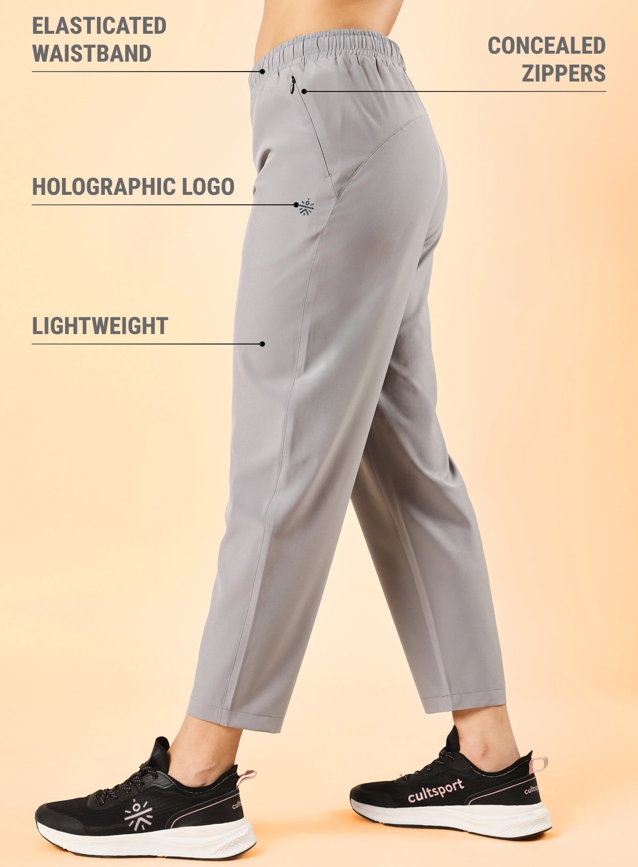 Women's Grey Training All Form Cropped Trackpants