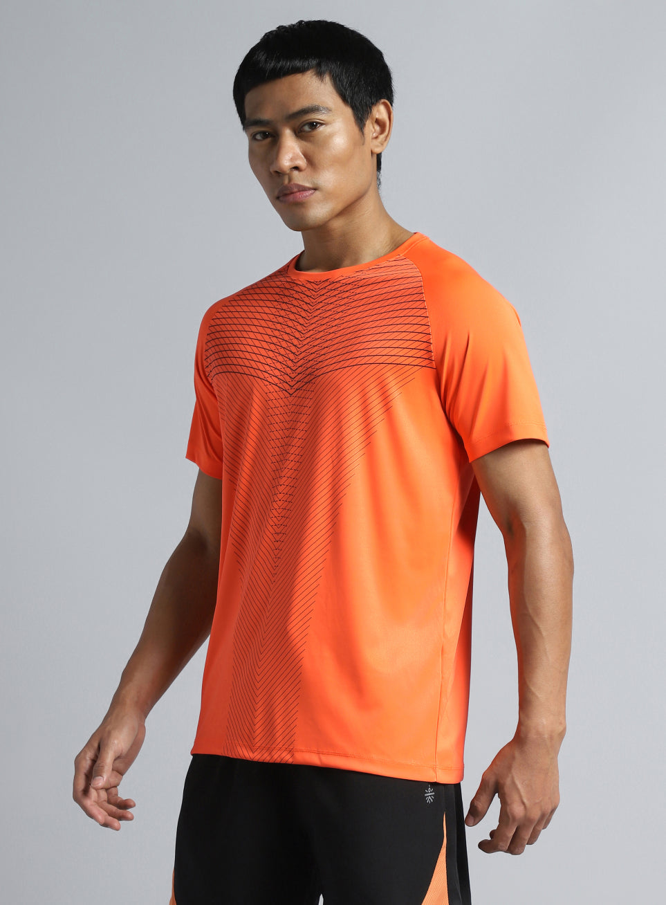 Men's Orange Energy Map Printed T-shirt