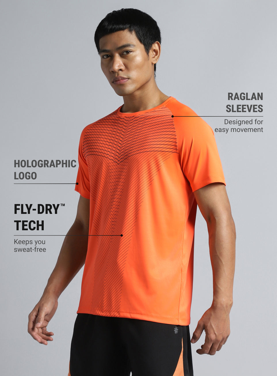 Men's Orange Energy Map Printed T-shirt