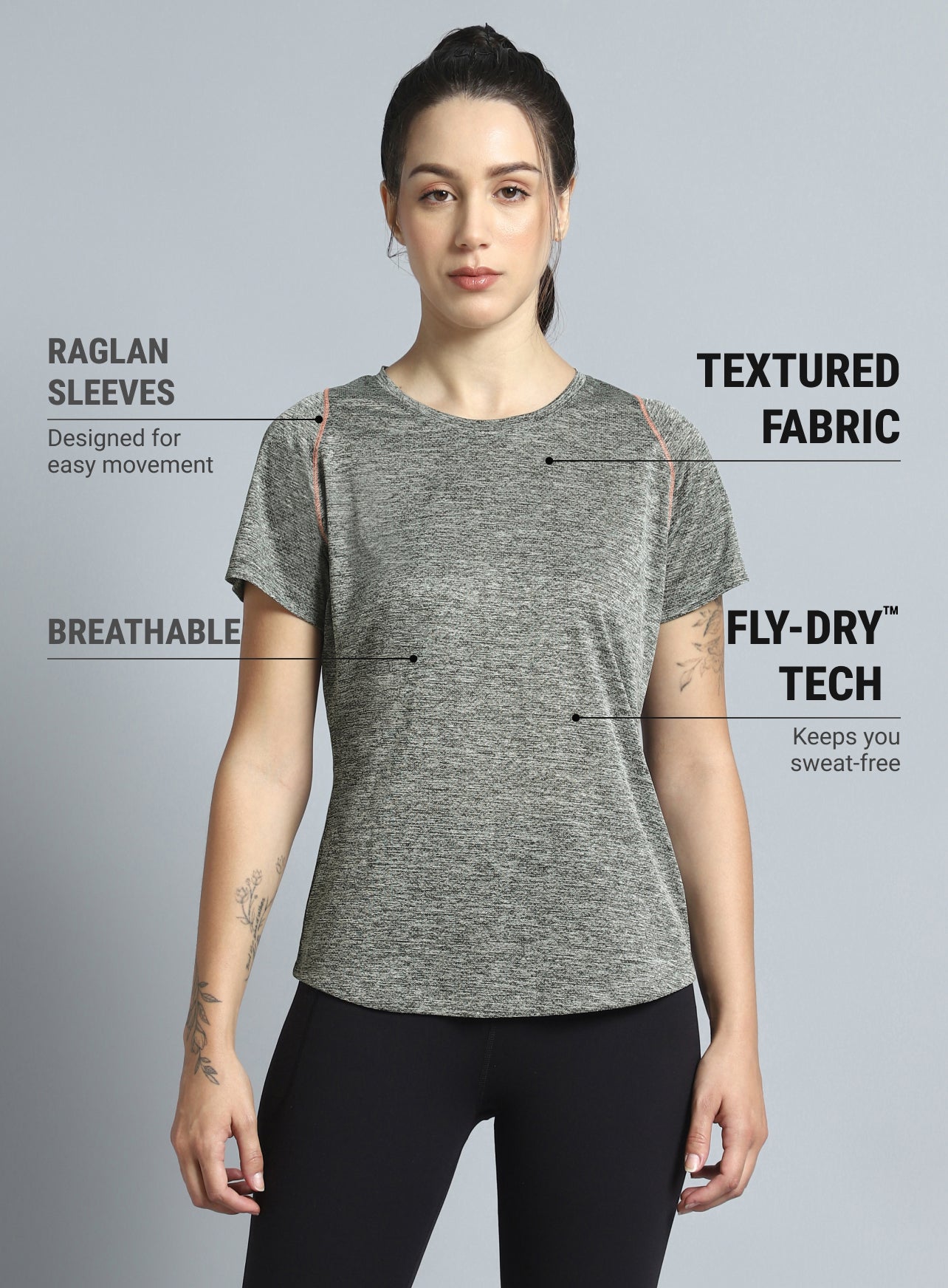 Women's Grey Training Sculpted T-shirt