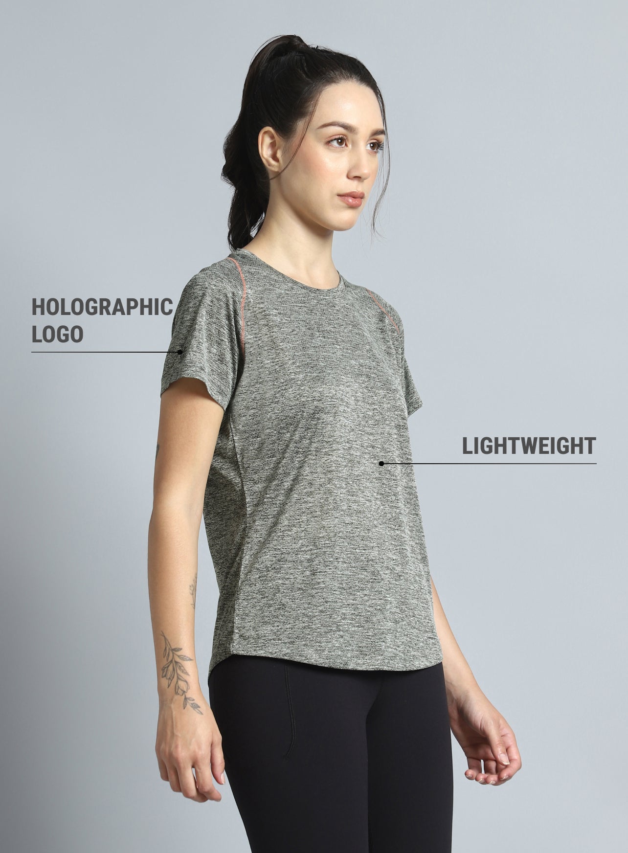 Women's Grey Training Sculpted T-shirt