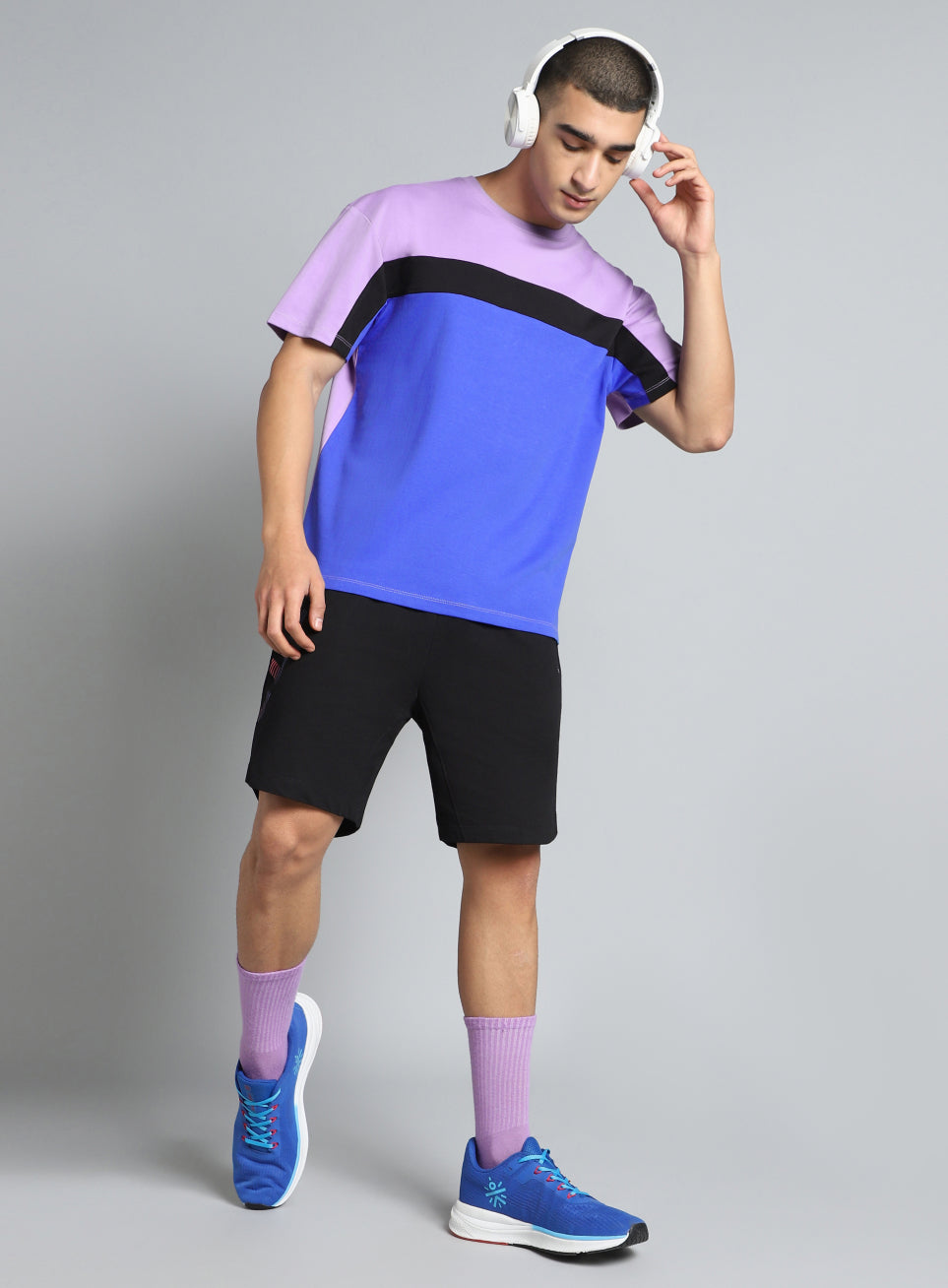 Men's Purple Dance off Colourblock T-shirt