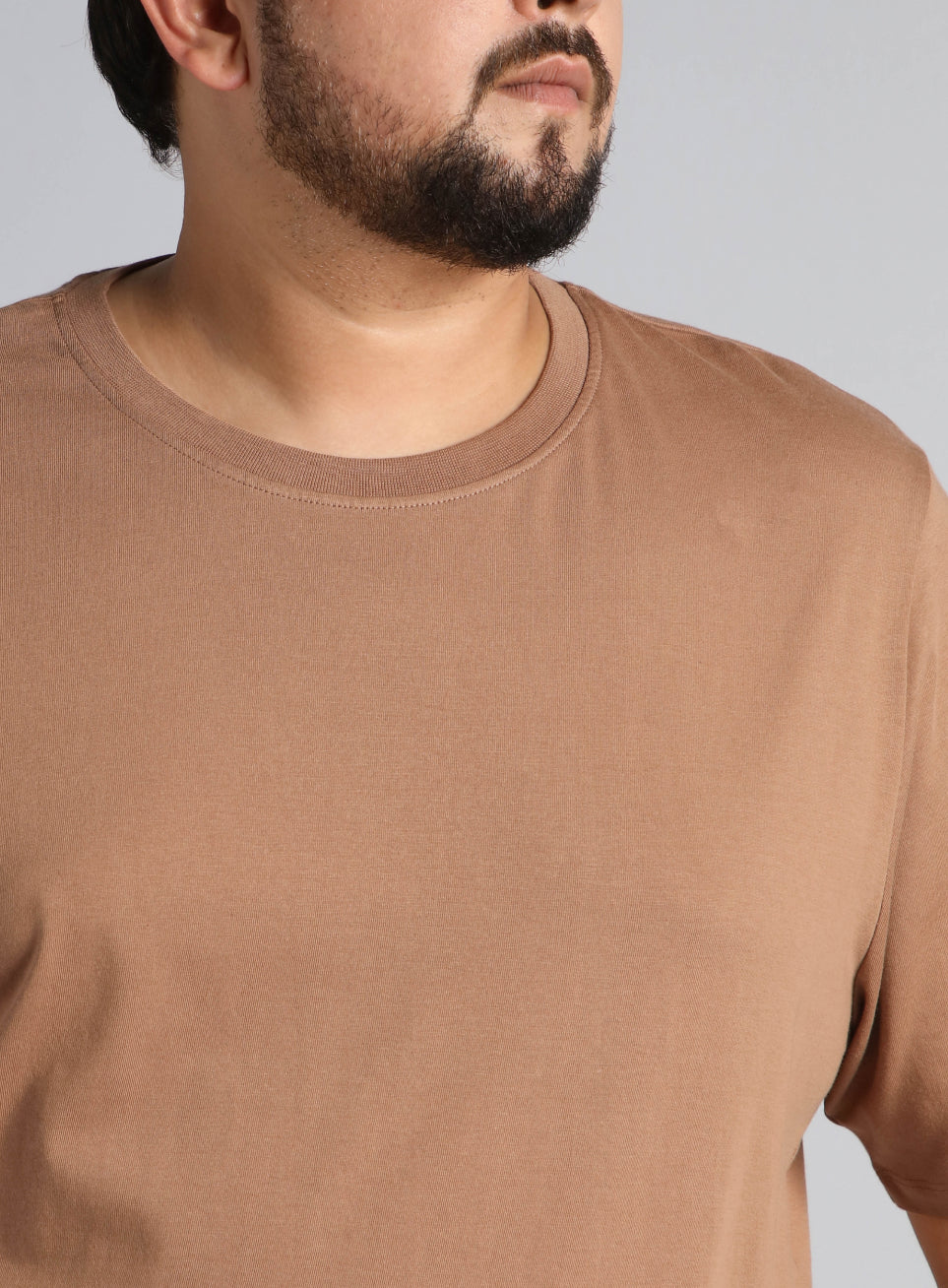 Men's Khaki Cotton Plus Size Everyday Regular Fit T-shirt