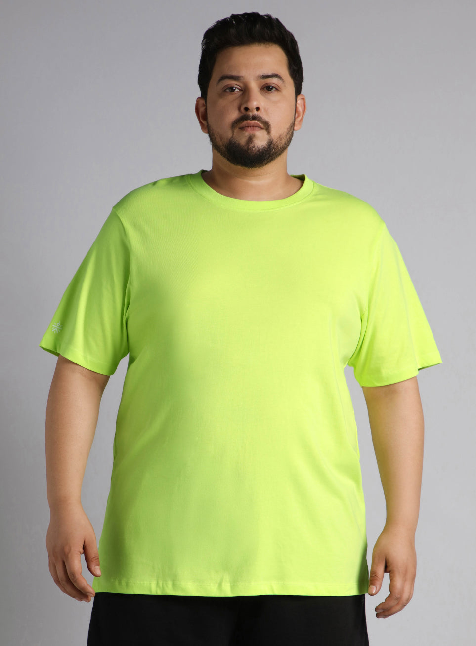 Men's Lime Cotton Plus Size Everyday Regular Fit T-shirt