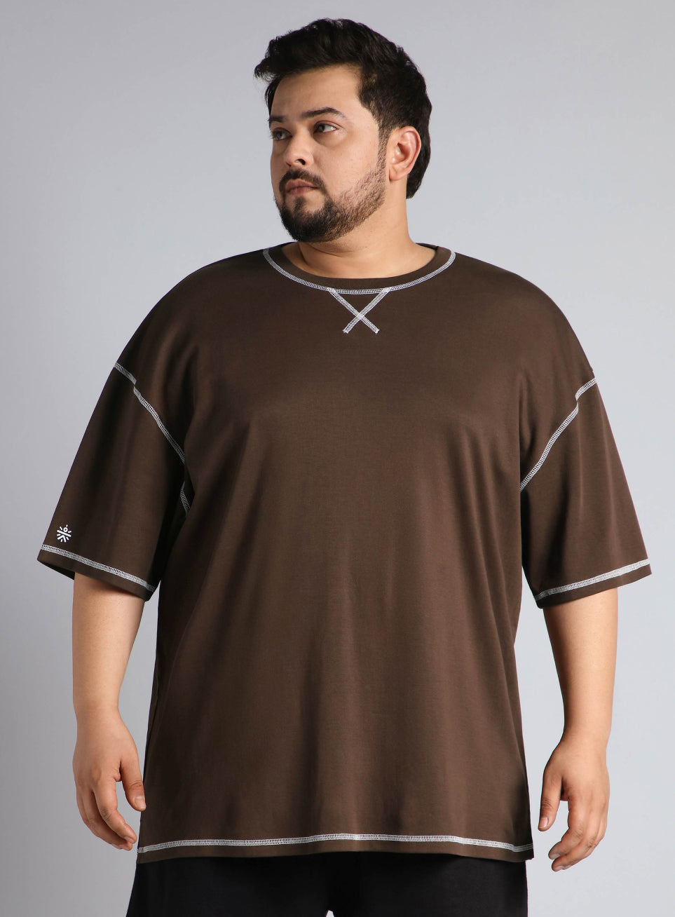 Men's Brown Play Day Plus Size Oversized fit T-shirt
