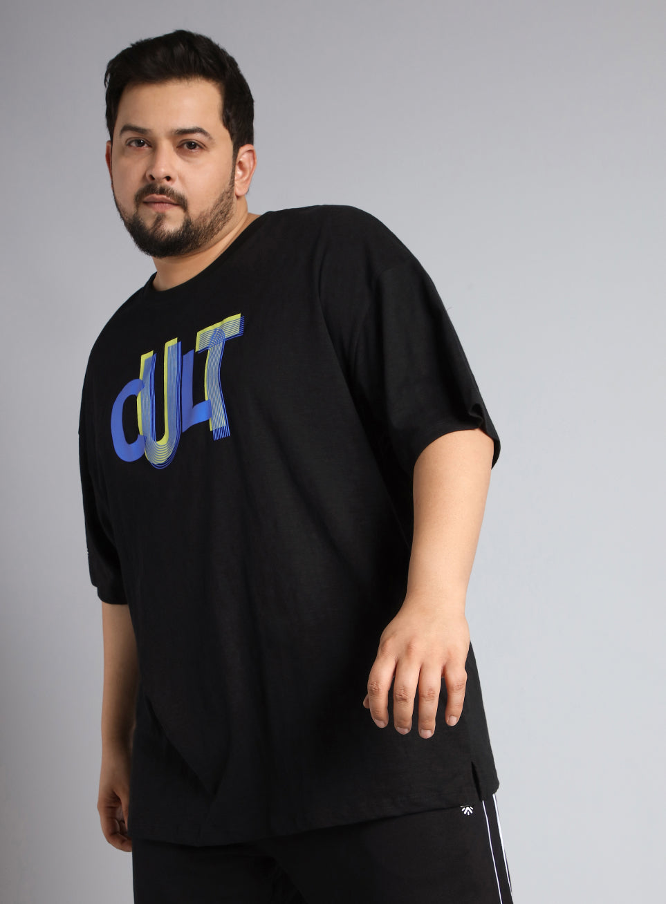 Men's Black Cult Graphic Plus Size Oversized fit T-shirt