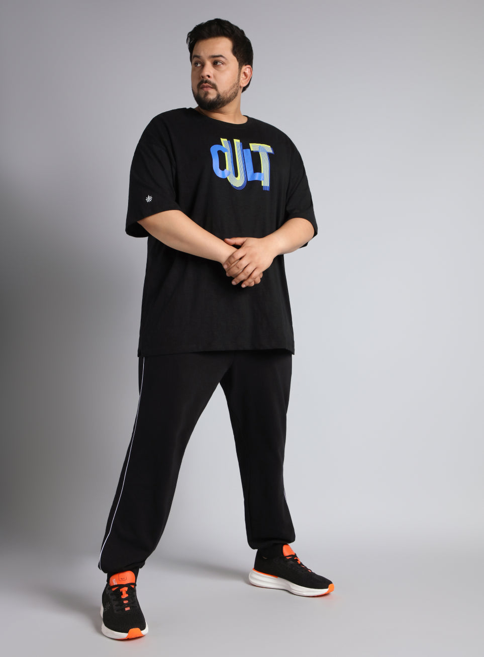 Men's Black Cult Graphic Plus Size Oversized fit T-shirt