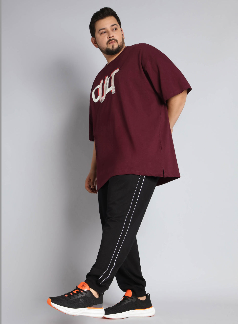 Men's Maroon Cult Graphic Plus Size Oversized fit T-shirt