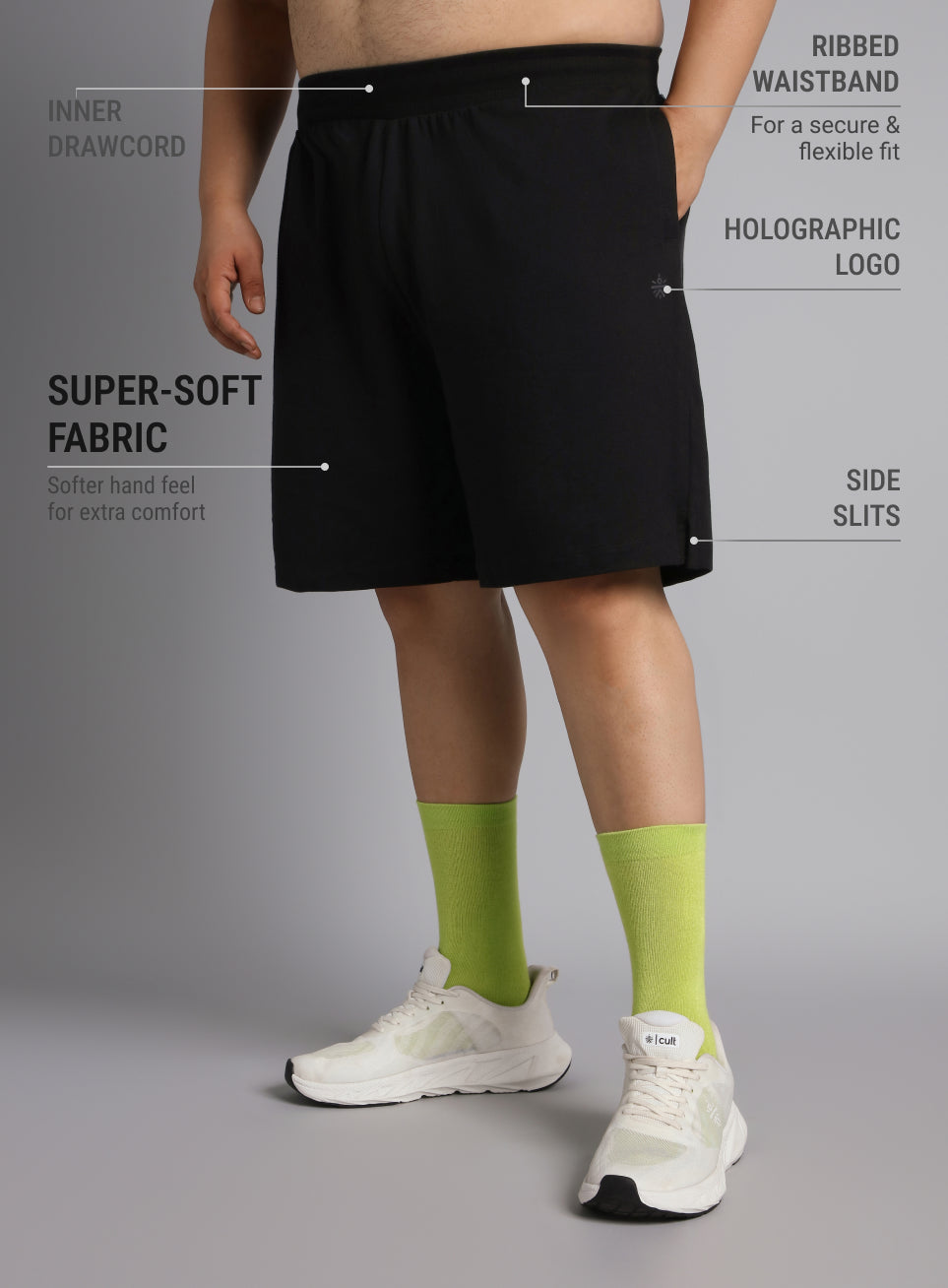 Men's Black Plus Size Training Essential Shorts