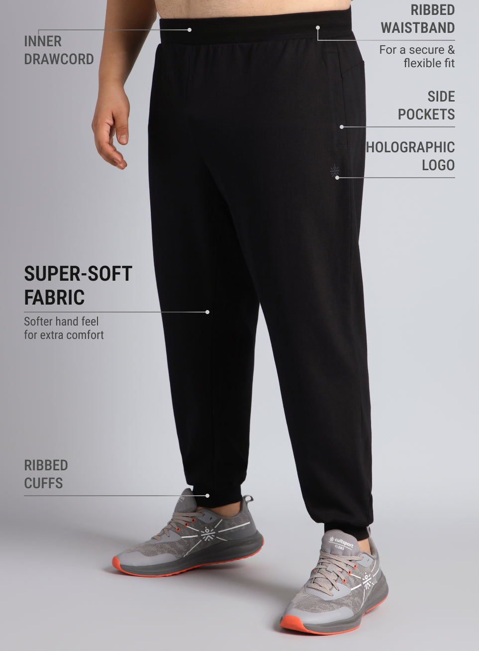 Men's Black Plus Size Training Essential Joggers