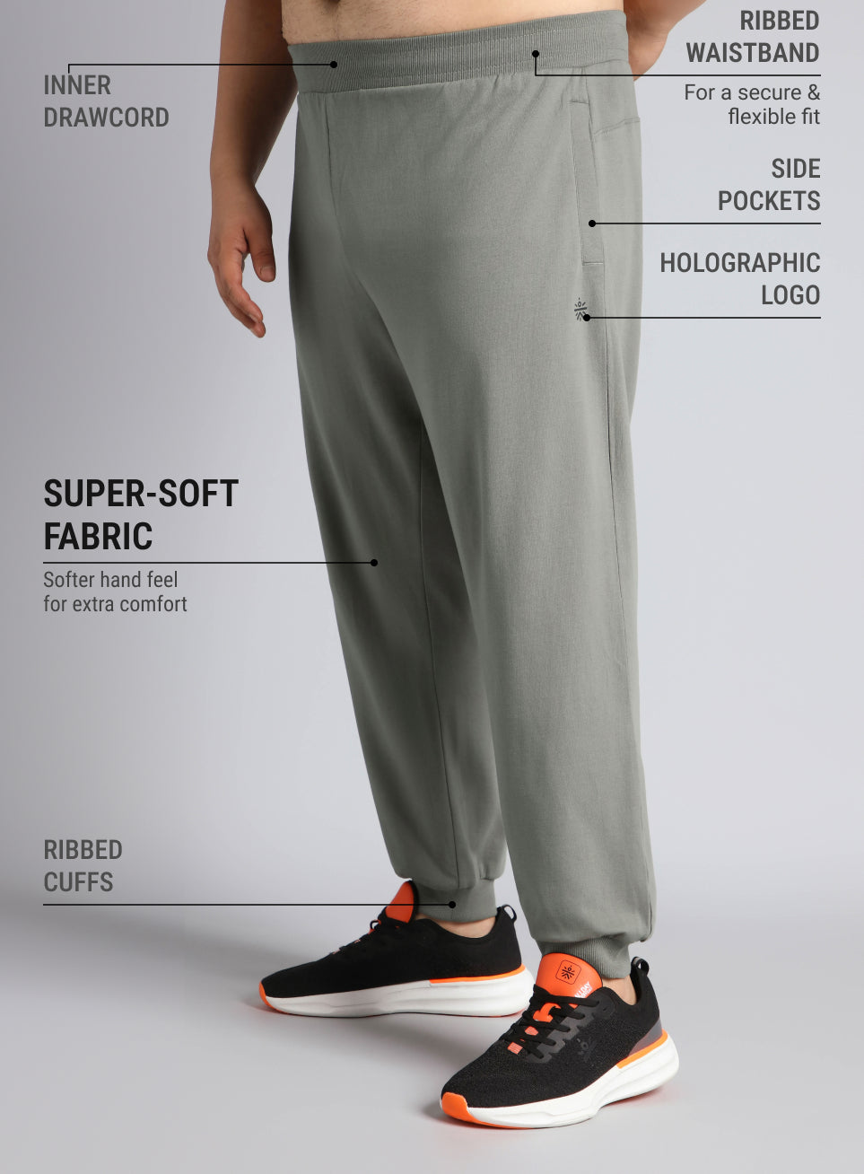 Men's Dark Grey Plus Size Training Essential Joggers