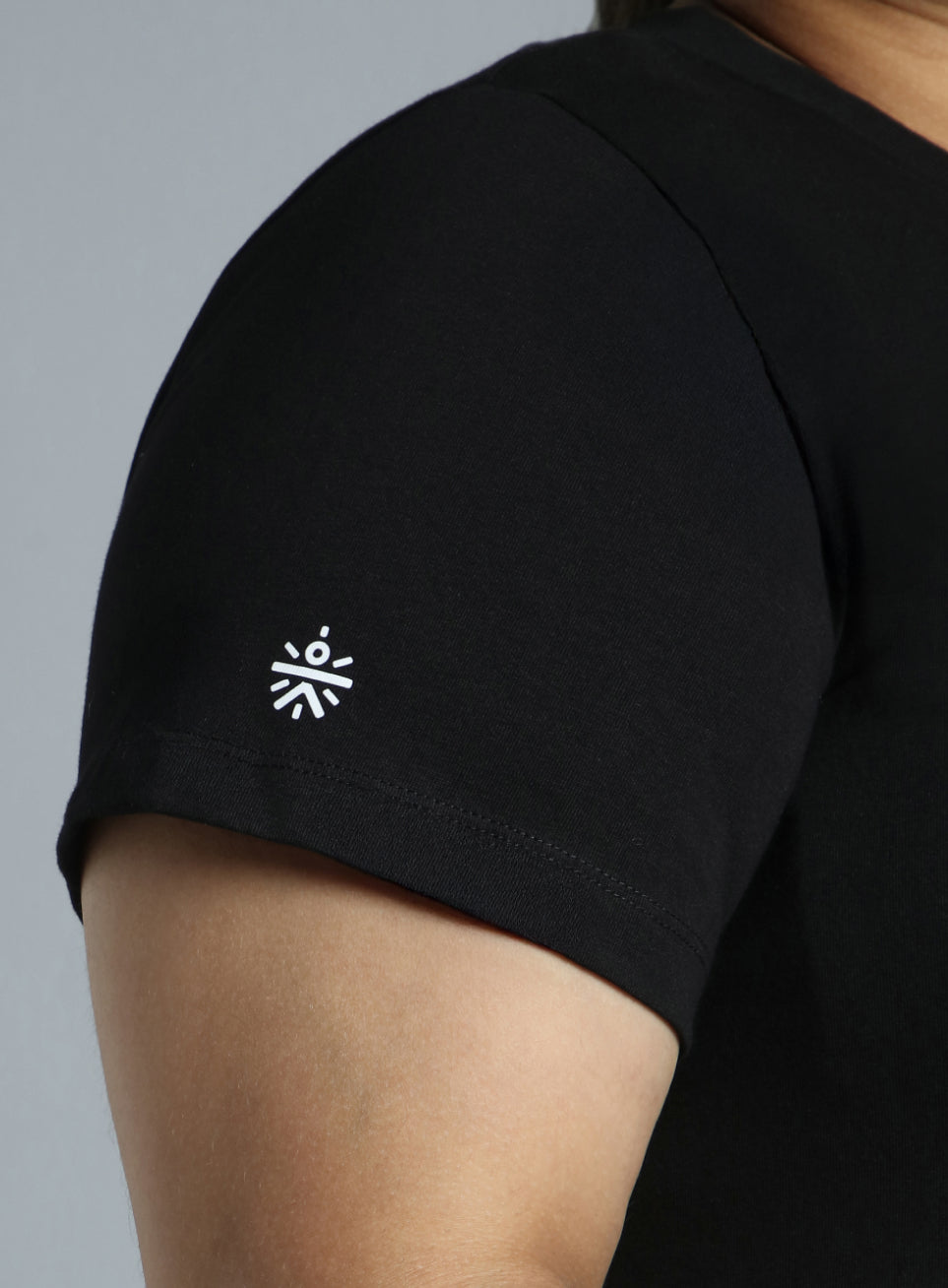 Women's Black Cotton Plus Size Play Day Regular Fit T-shirt