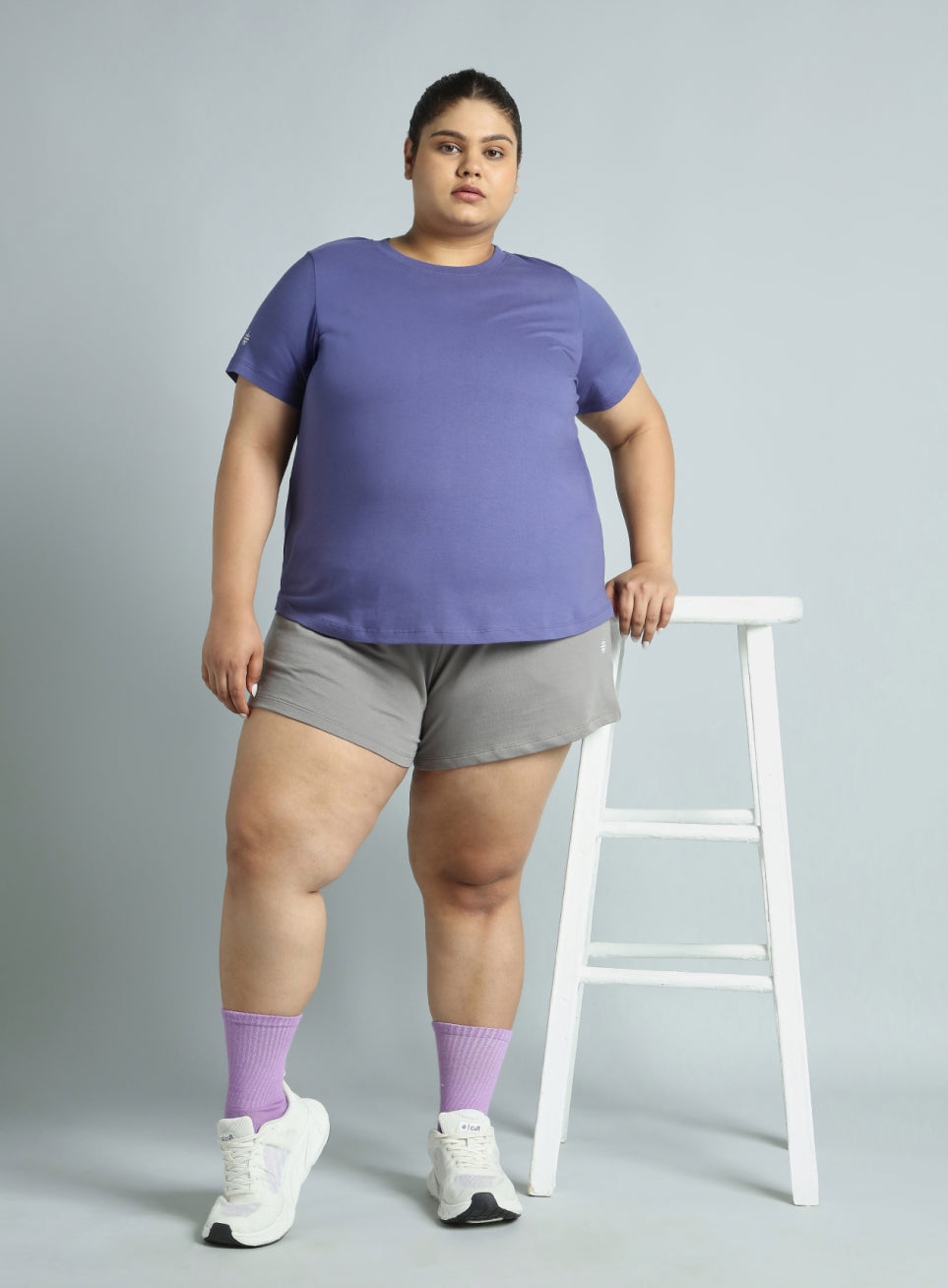 Women's Blue Cotton Plus Size Play Day Regular Fit T-shirt