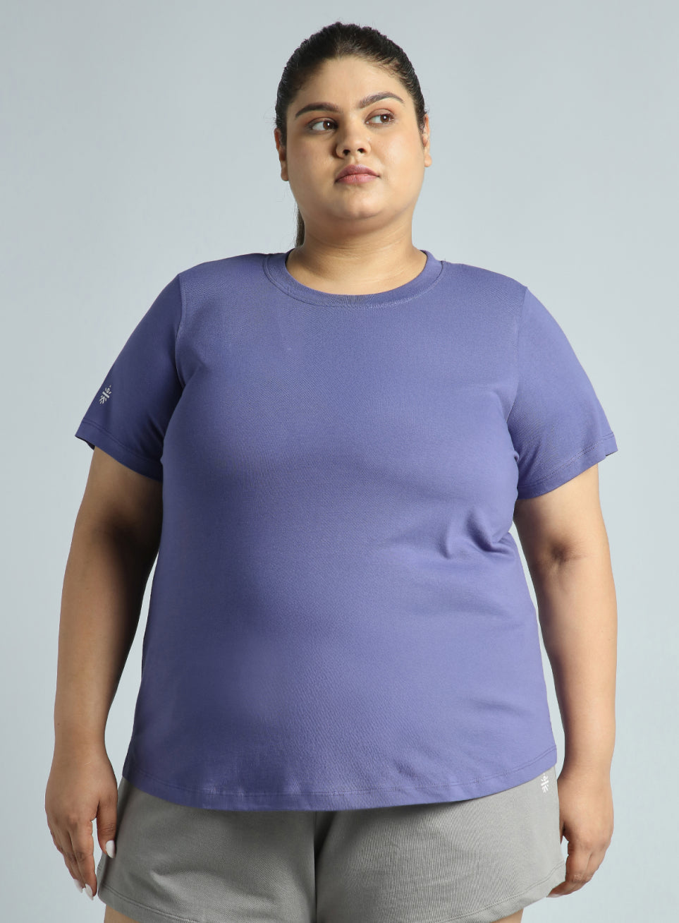 Women's Blue Cotton Plus Size Play Day Regular Fit T-shirt