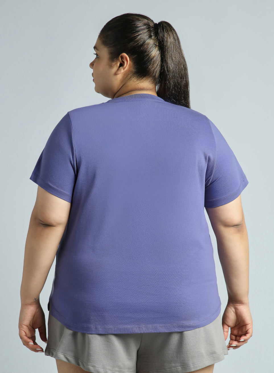 Women's Blue Cotton Plus Size Play Day Regular Fit T-shirt