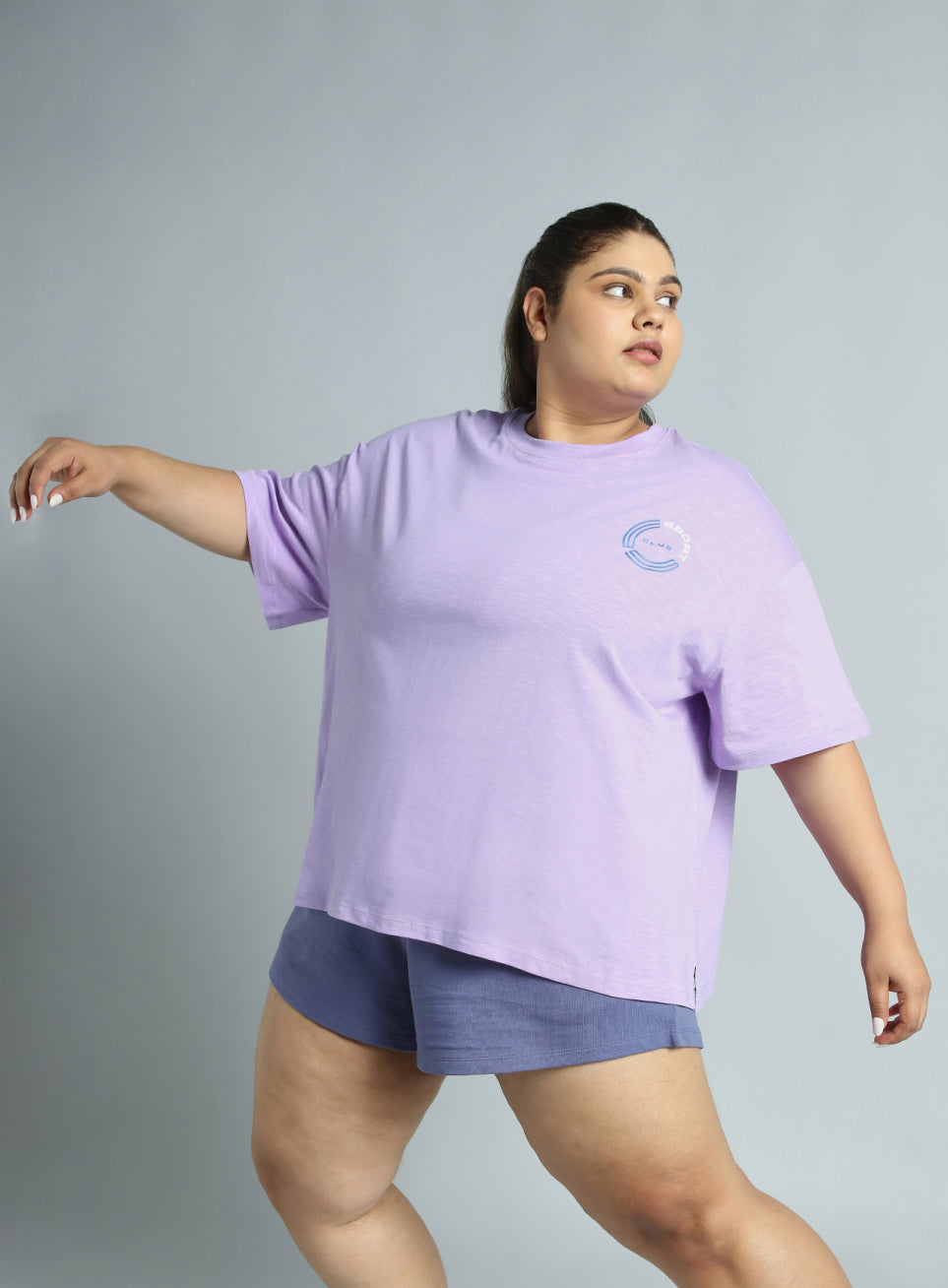 Women's Pink Sports Club Plus Size Oversized Fit T-shirt