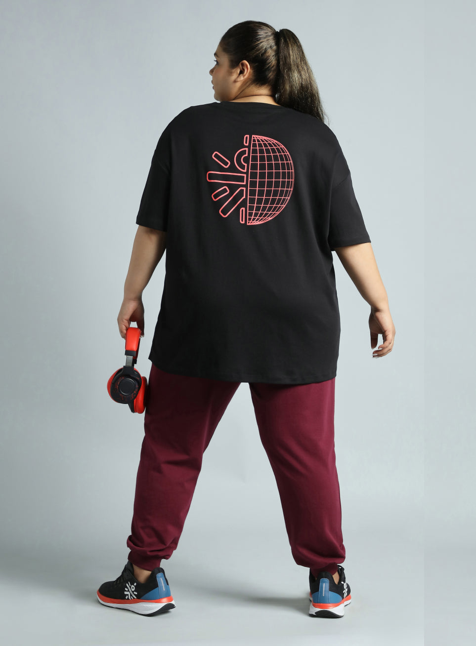 Women's Black Cult Graphic Cotton Plus Size Oversized Fit T-shirt