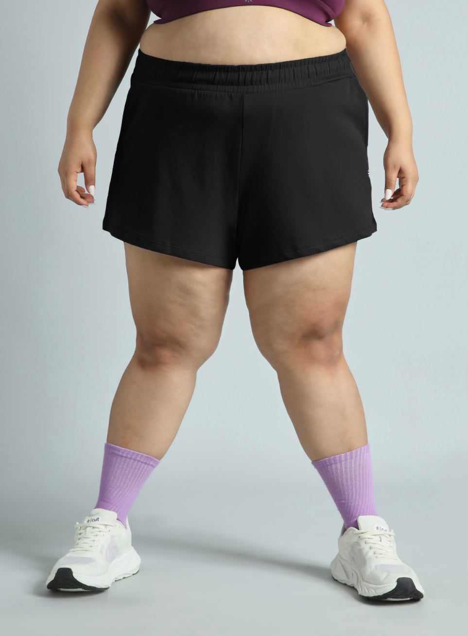 Women's Black Plus Size Everyday Essential Cotton Shorts