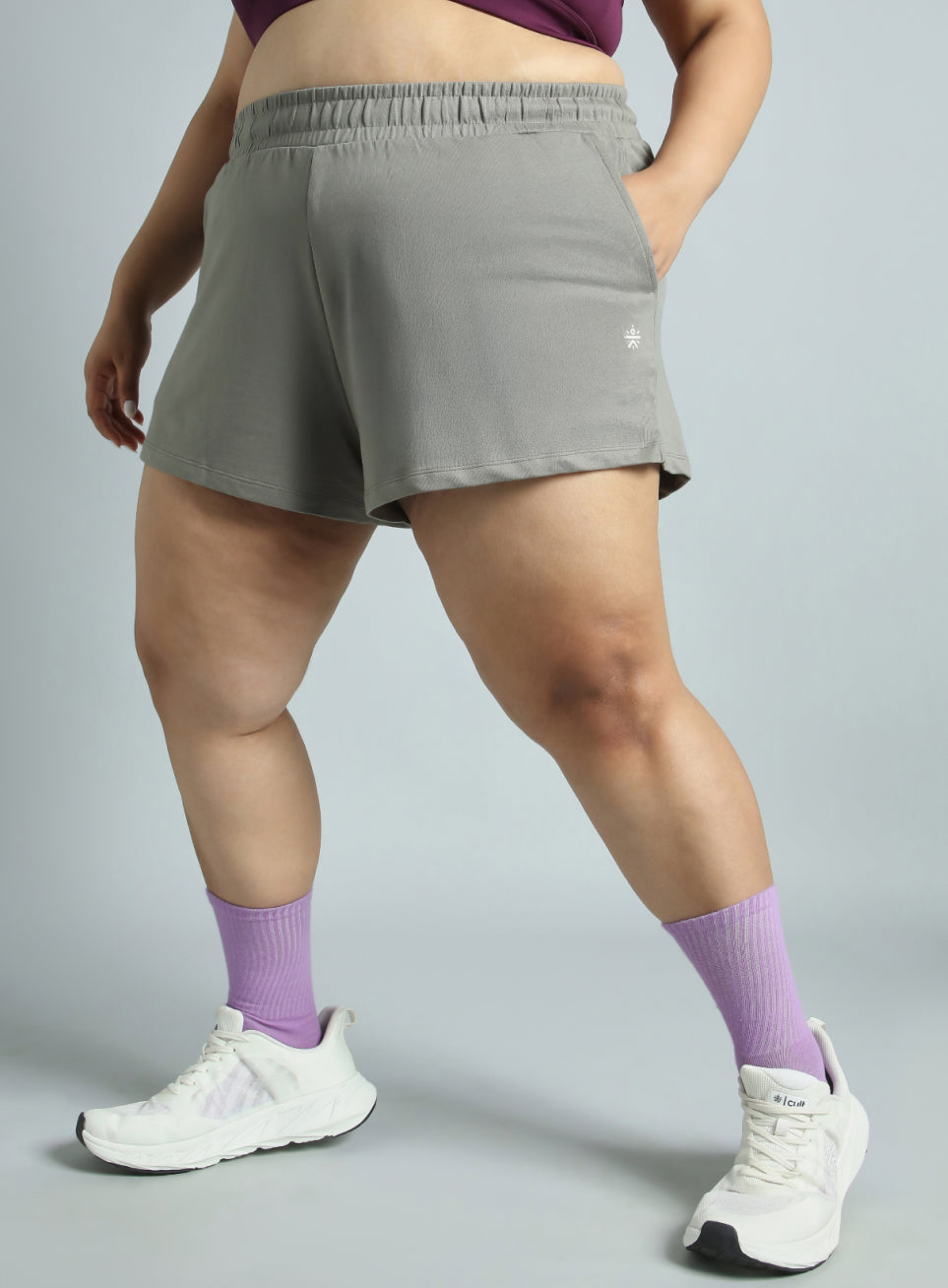 Women's Dark Grey Plus Size Everyday Essential Cotton Shorts