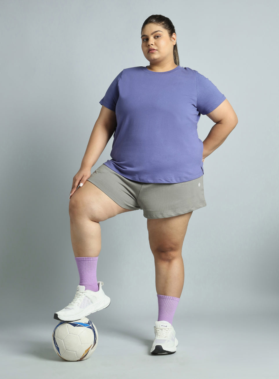 Women's Dark Grey Plus Size Everyday Essential Cotton Shorts