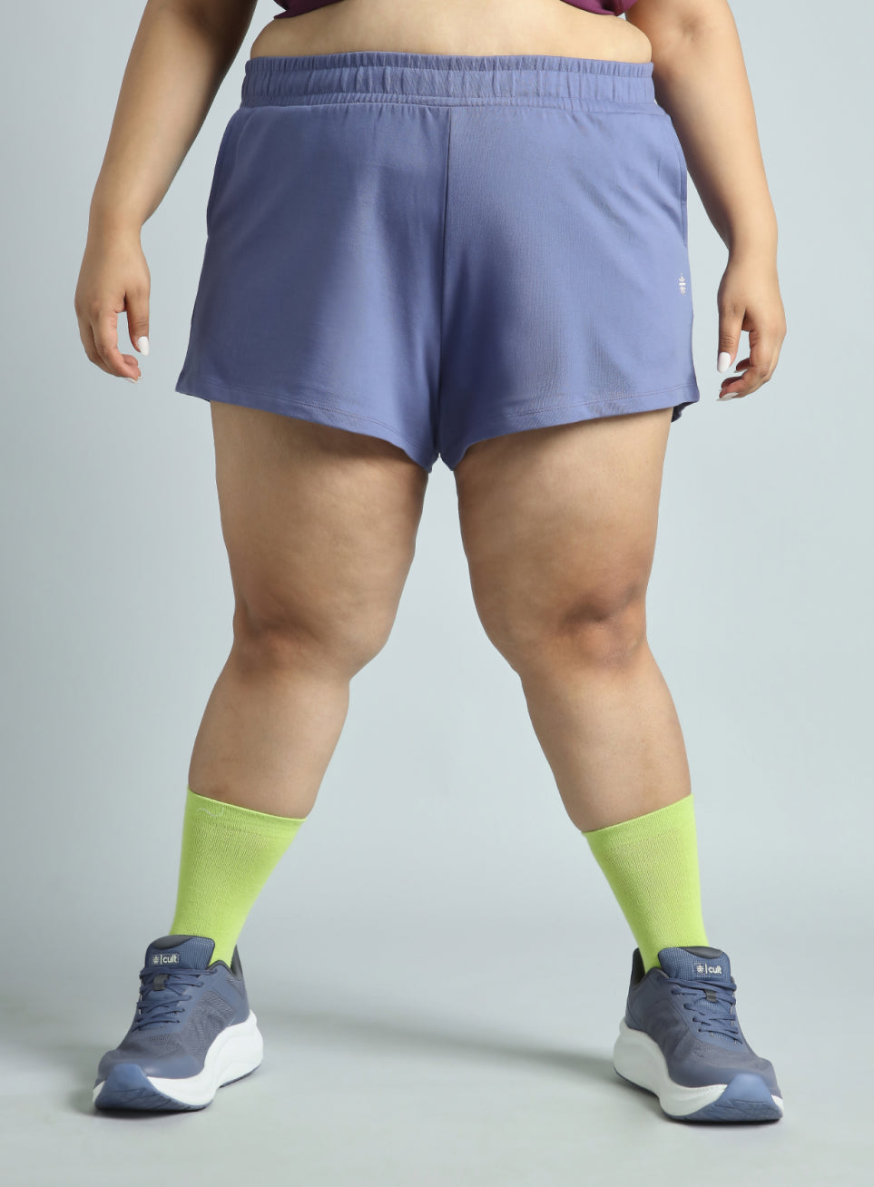 Women's Purple Plus Size Everyday Essential Cotton Shorts