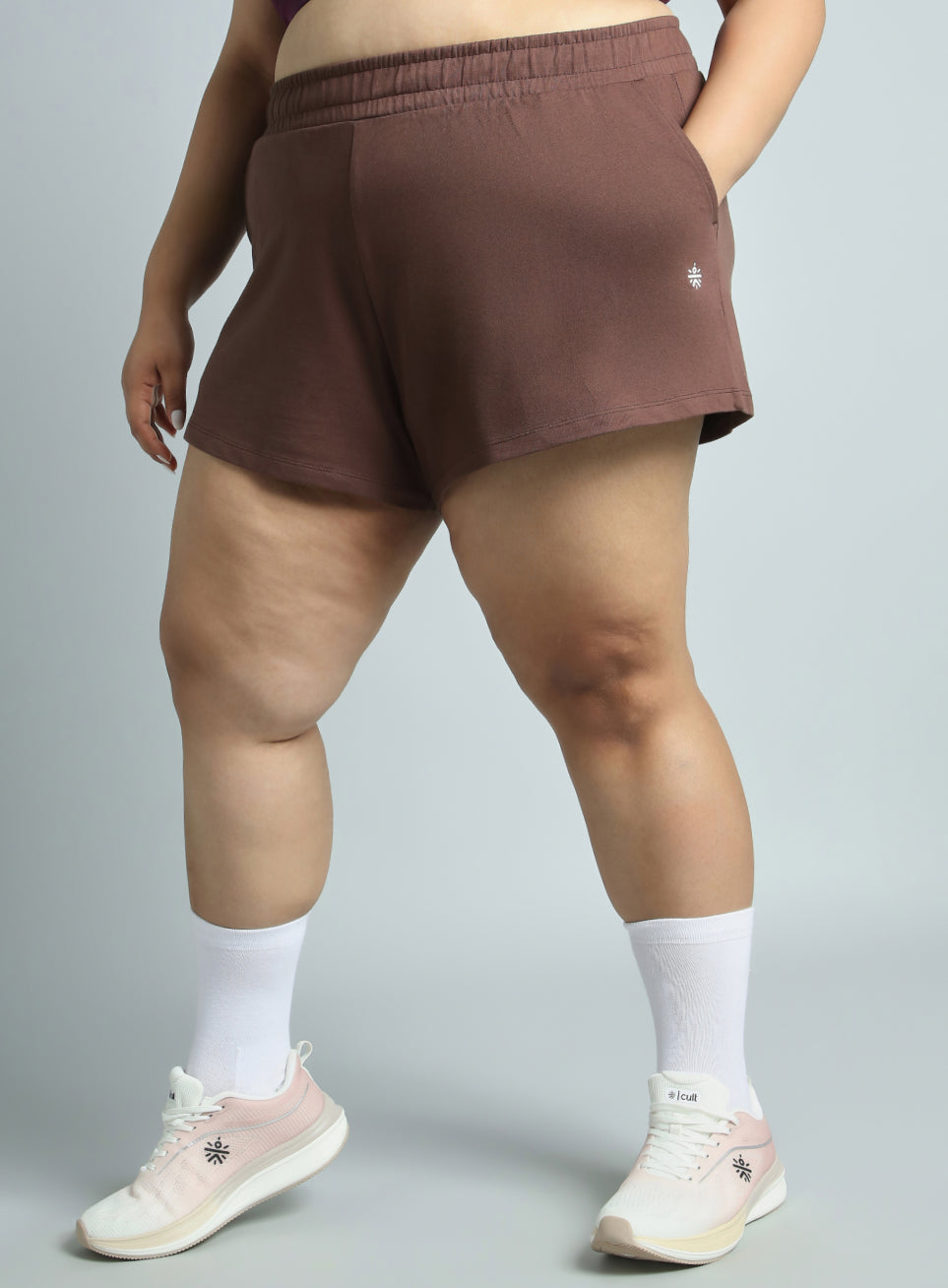 Women's Brown Plus Size Everyday Essential Cotton Shorts