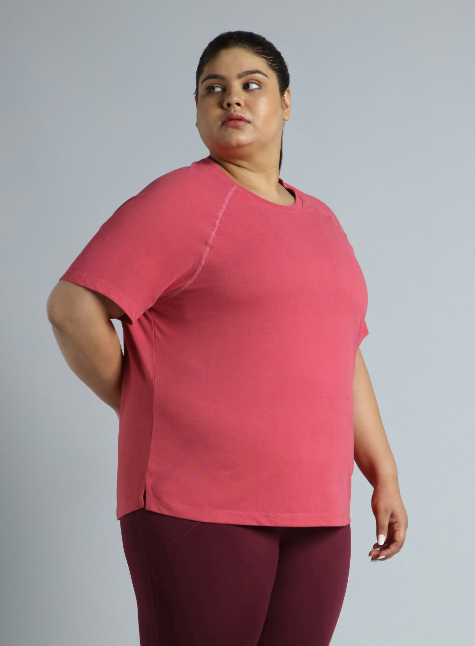 Women's Pink Flex Plus Size COMFORtech Regular Fit T-shirt