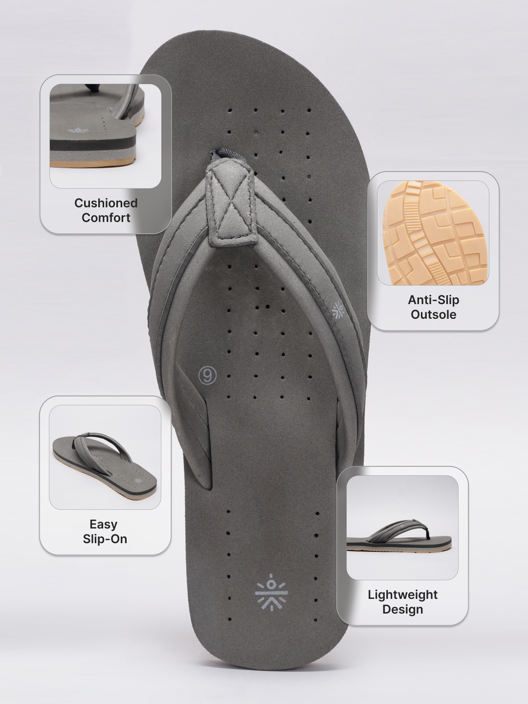 cult Men's Breez Flip Flops - Grey