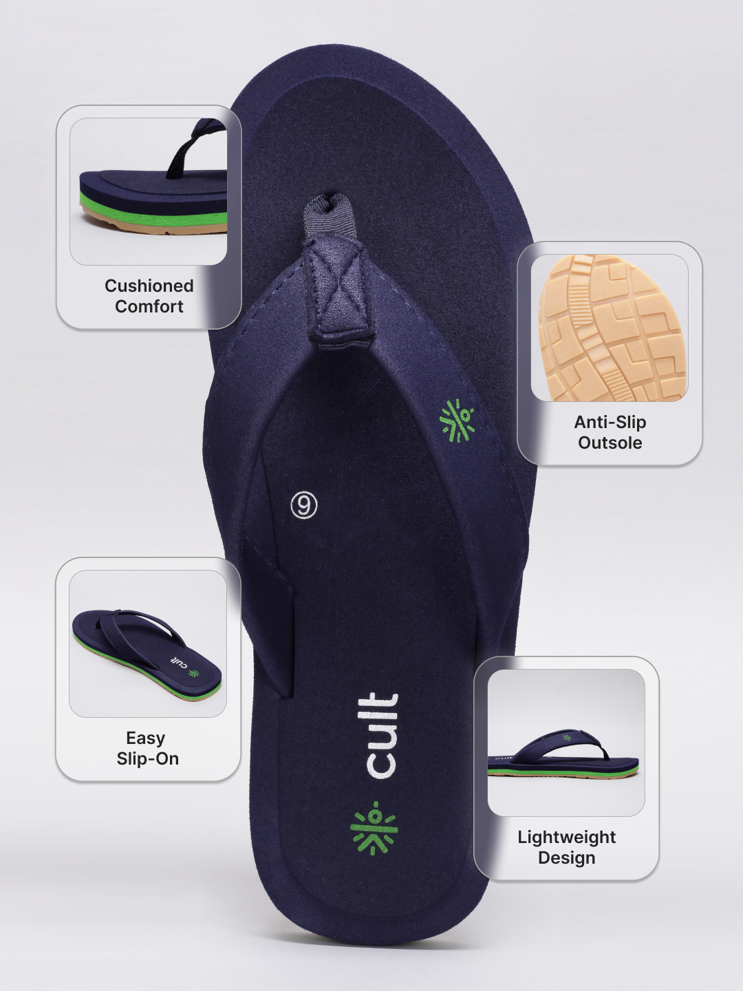 cult Men's Vetra Flip Flops - Navy