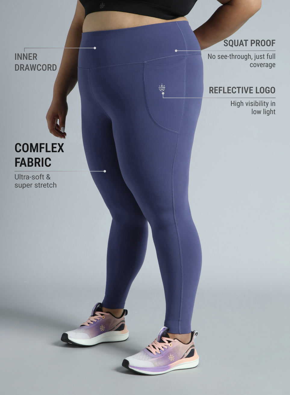 Women's Purple Training Essential Plus Size Tights